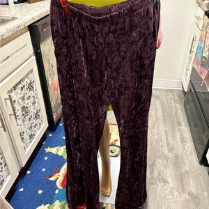 Trails Crushed Velvet Purple Bellbottom Leggings Tall XL